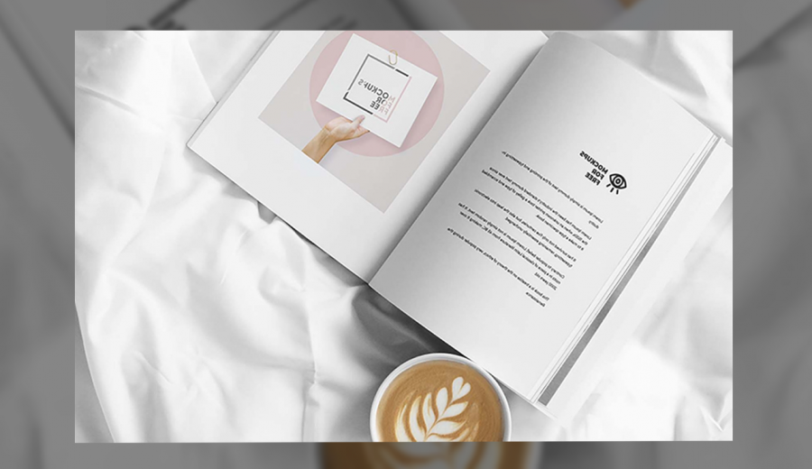 Magazine on Bed Mockup