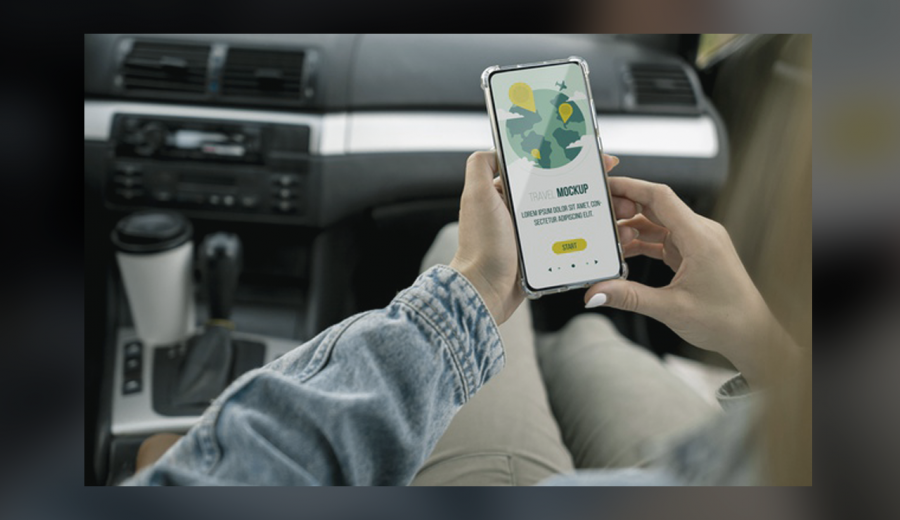 Traveler Holding Mockup Smartphone