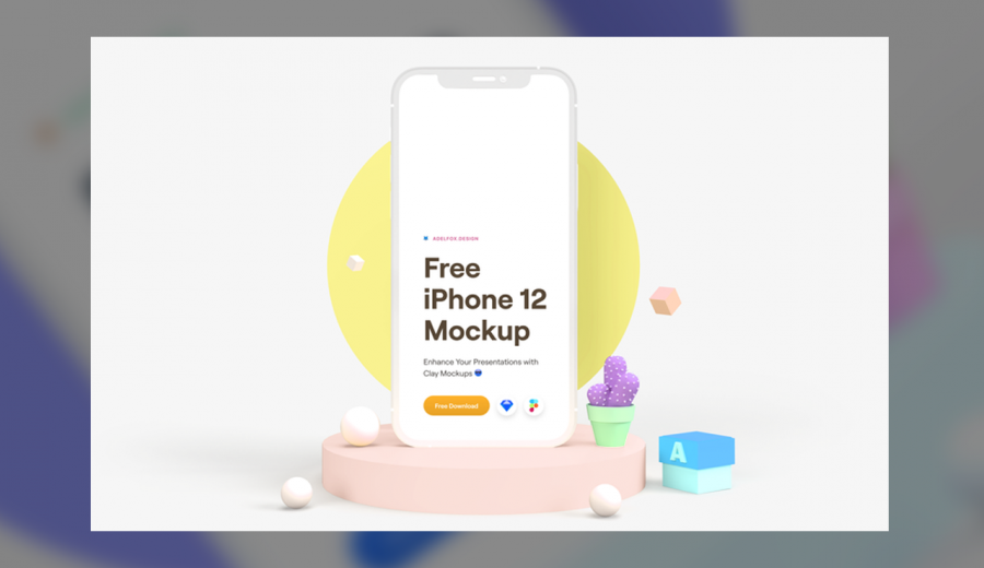  iPhone 12 Clay Mockup