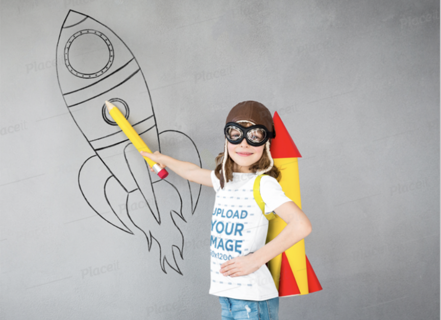Template children's T-shirt rocket