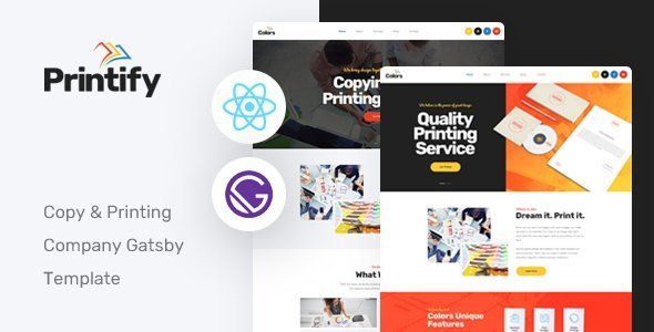 Printify - Gatsby React Printing Company Template  Ecommerce Mobile App template