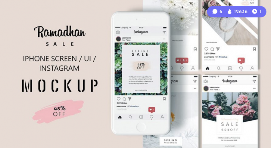 Free IPhone Screen / UI / Instagram Mockup