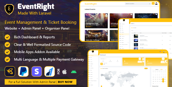 EventRight - Ticket Sales and Event Booking & Management System - (saas) Ionic  Mobile App template