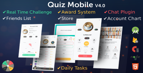 Quiz Mobile (Mutual Quiz Challenge) Android Game Mobile App template