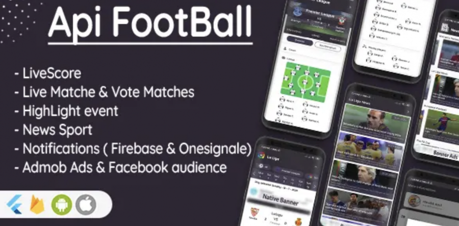 Flutter Football API: LiveScore & Vote Matches & News Sport & Live Matches ( Admob & Facebook ads ) template app