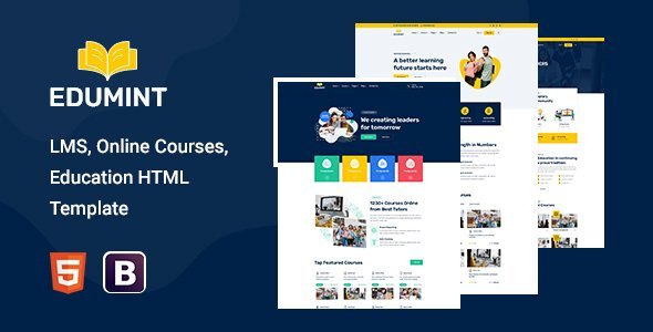 Edumint – LMS, Online Courses, Education HTML Template  Books, Courses &amp; Learning Design 