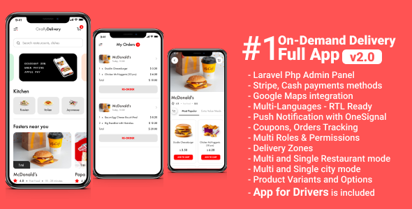 Food delivery full app with backend - Giraffy Delivery v2 React native Food &amp; Goods Delivery Mobile App template