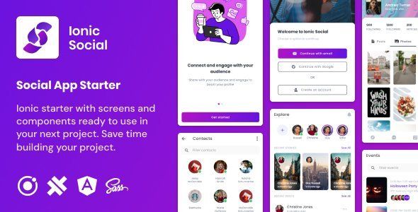 Ionic Social | Ionic 5 | Angular | UI Theme | Template App | Starter App & Components Ionic Events &amp; Charity Mobile App template