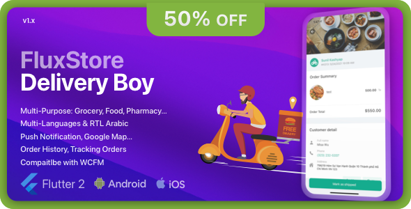 FluxStore Delivery Boy - Flutter App for Woocommerce Flutter Ecommerce Mobile App template