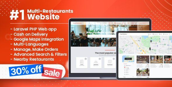 Customer Website For Multi-Restaurants Laravel App Flutter Food &amp; Goods Delivery Mobile App template