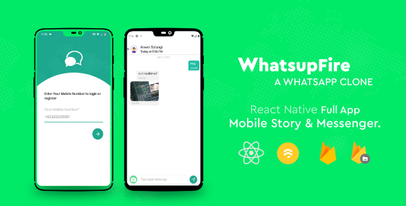 WhatsupFire - React Native Messenger React native Chat &amp; Messaging Mobile App template
