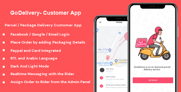 GoDelivery - Delivery Software for Managing Your Local Deliveries - Customer App Flutter Food &amp; Goods Delivery Mobile App template