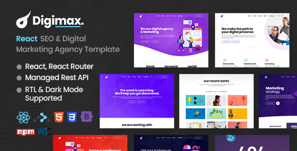 Digimax - React Gatsby SEO &amp; Digital Marketing Agency Template  Social &amp; Dating Mobile App template