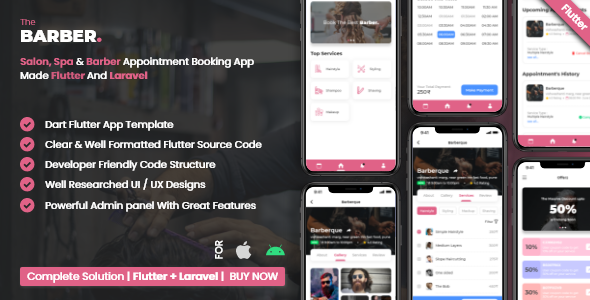 Salon Booking Management System With Mobile App using Flutter Flutter Travel Booking &amp; Rent Mobile App template