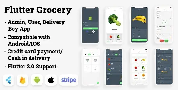 Flutter Grocery: Full Android + iOS eCommerce App (Flutter 2.0 Supported) Flutter Ecommerce Mobile App template