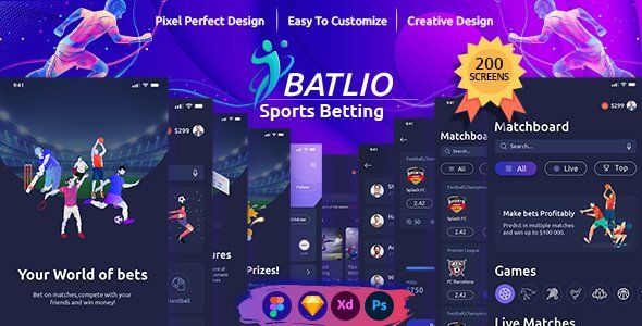 Betlio - Sports Betting App UI Kit  Sport &amp; Fitness Design Uikit