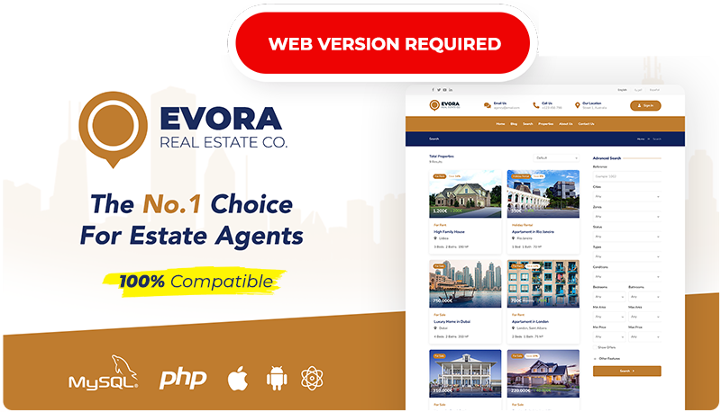 Evora - Real Estate Complete Solution React Native App - 1