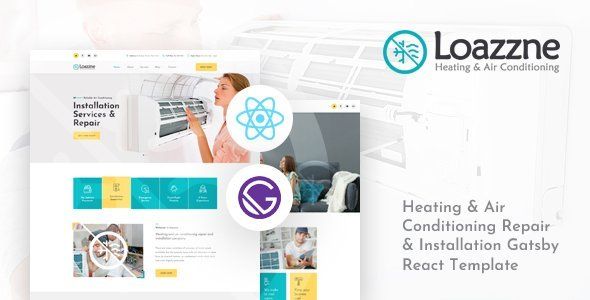 Loazzne - Gatsby React Heating &amp; Air Conditioning Services Template   Mobile App template