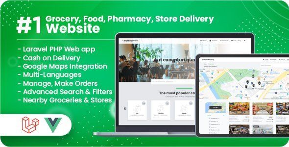 Customer Website For Grocery, Food, Pharmacy, Store Delivery Laravel App Flutter Food &amp; Goods Delivery Mobile App template