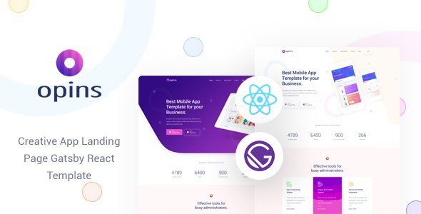 Opins - Gatsby React App Landing Page Template   Mobile App template