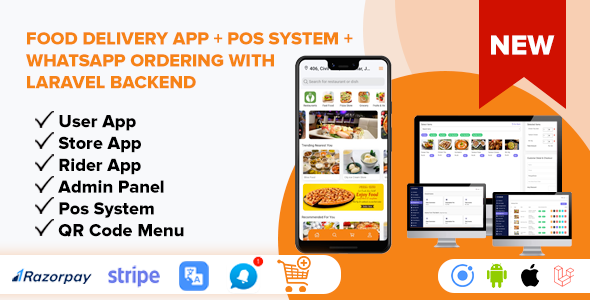 Food Delivery App + POS System + WhatsApp Ordering - Complete SaaS Solution (ionic 5 &amp; Laravel) Ionic Food &amp; Goods Delivery Mobile App template