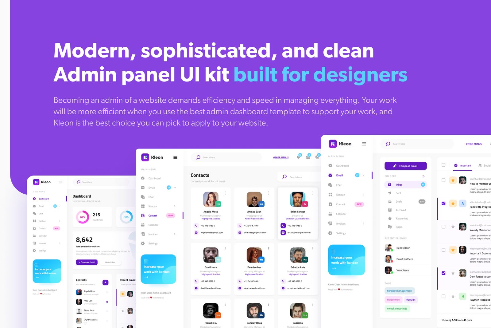 Kleon - Clean Admin Panel Dashboard UI Template Adobe XD - 1