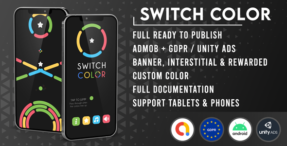 Switch Color - Unity | Admob | GDPR | Fresh Design Android  Mobile App template