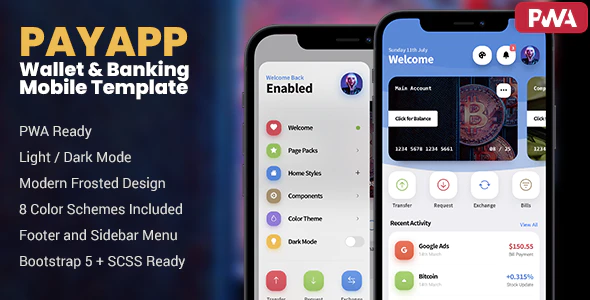 PayApp - Wallet &amp; Banking PWA Mobile Template  Finance &amp; Banking Design 