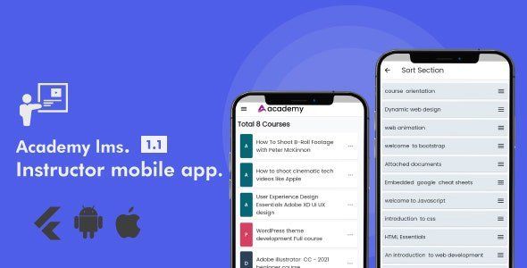 Academy Lms Instructor Mobile App - Flutter iOS &amp; Android Flutter Books, Courses &amp; Learning Mobile App template