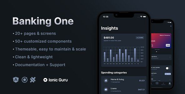 Banking One | Mobile App Template | Ionic 6 | Capacitor 3 Ionic  Mobile Boilerplate
