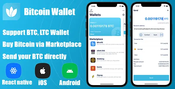 React Native - Bitcoin Wallet React native Crypto &amp; Blockchain Mobile App template