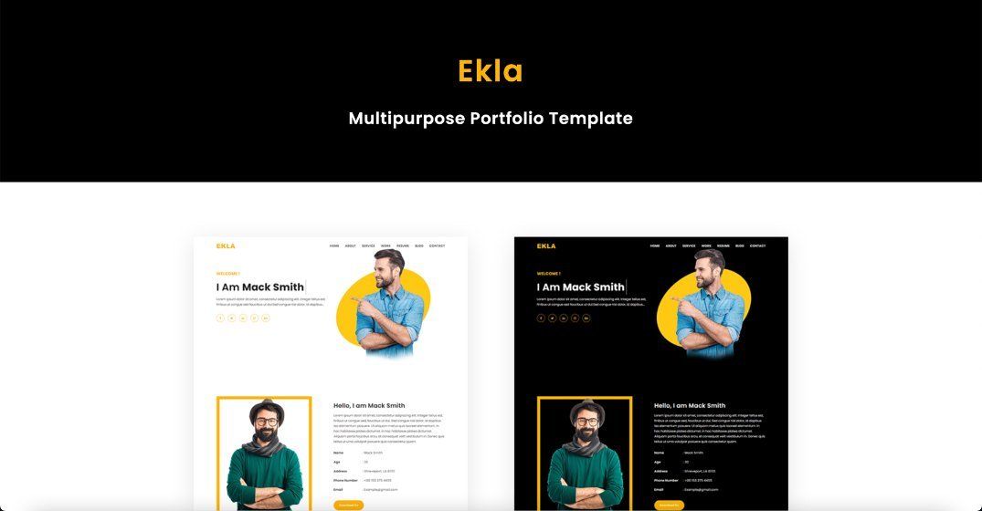Ekla Multipurpose Portfolio HTML Template   Mobile 