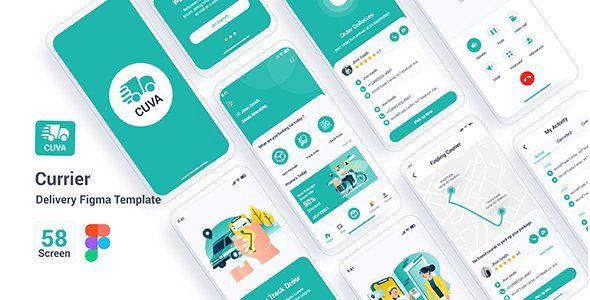 Cuva - Currier Delivery Figma Template  Food &amp; Goods Delivery Design Uikit