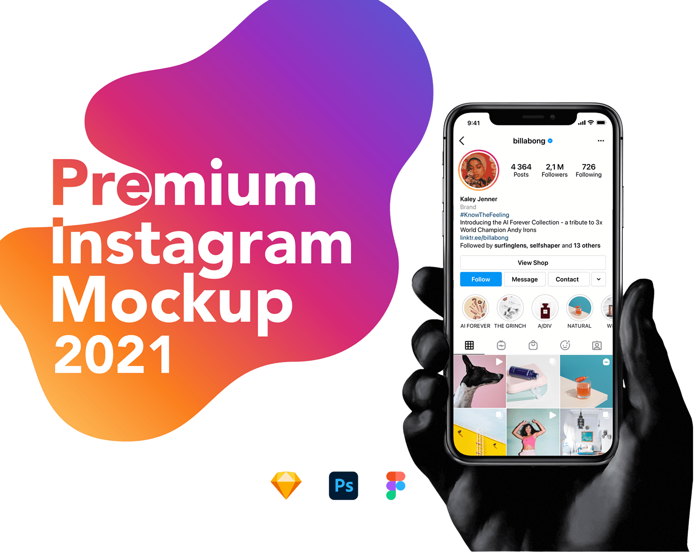Premium & Free Instagram Mockup Template PSD and Figma image