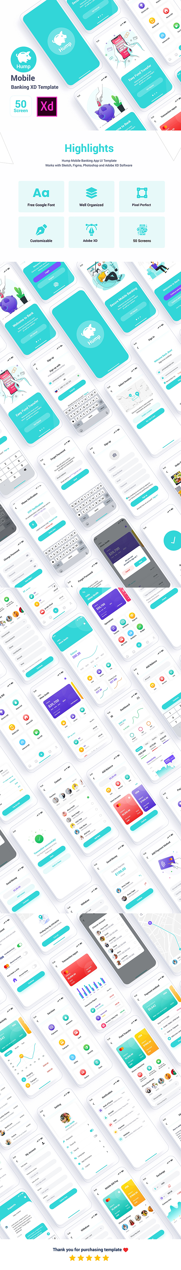Hump – Mobile Banking Adobe XD Template - 1