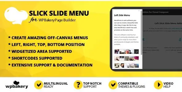 Slick Slide Menu Addon for WPBakery Page Builder Android  Mobile App template