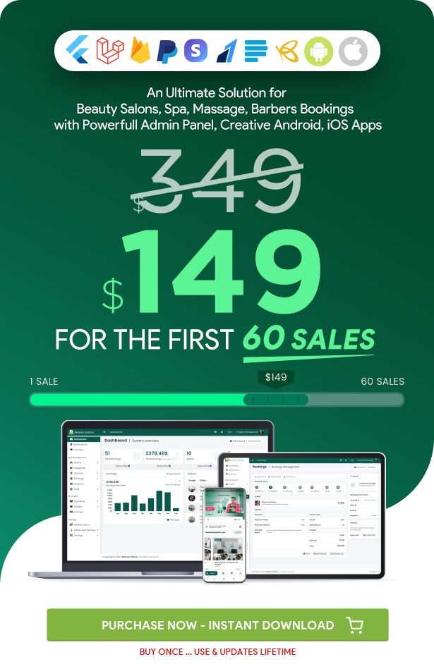 Beauty Salons, Spa, Massage, Barber Booking, Business Listing Multi-Vendor App with Admin Panel - 1