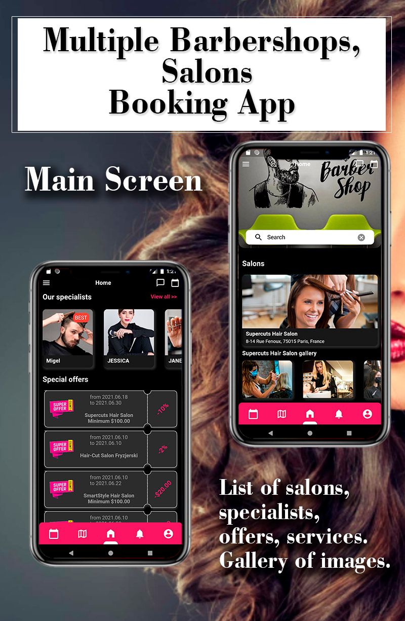 Multiple Barbershops, Salons Booking App - Full Flutter Application with Admin Panel (Android+iOS) - 4
