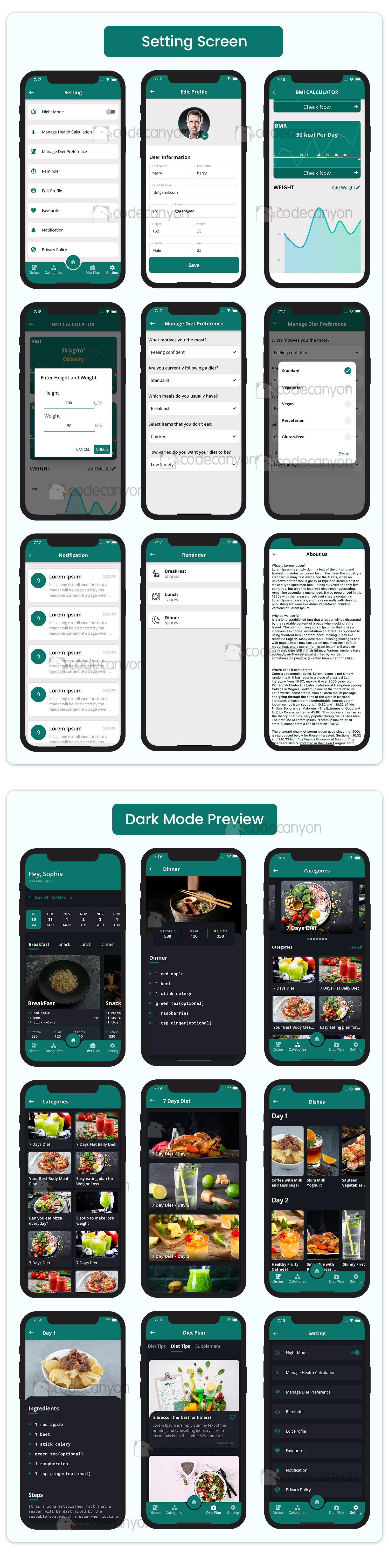 Flutter Diet Meal planner Android App Template + ios App Template | Diet Plan for Weight Loss | Nutr - 5
