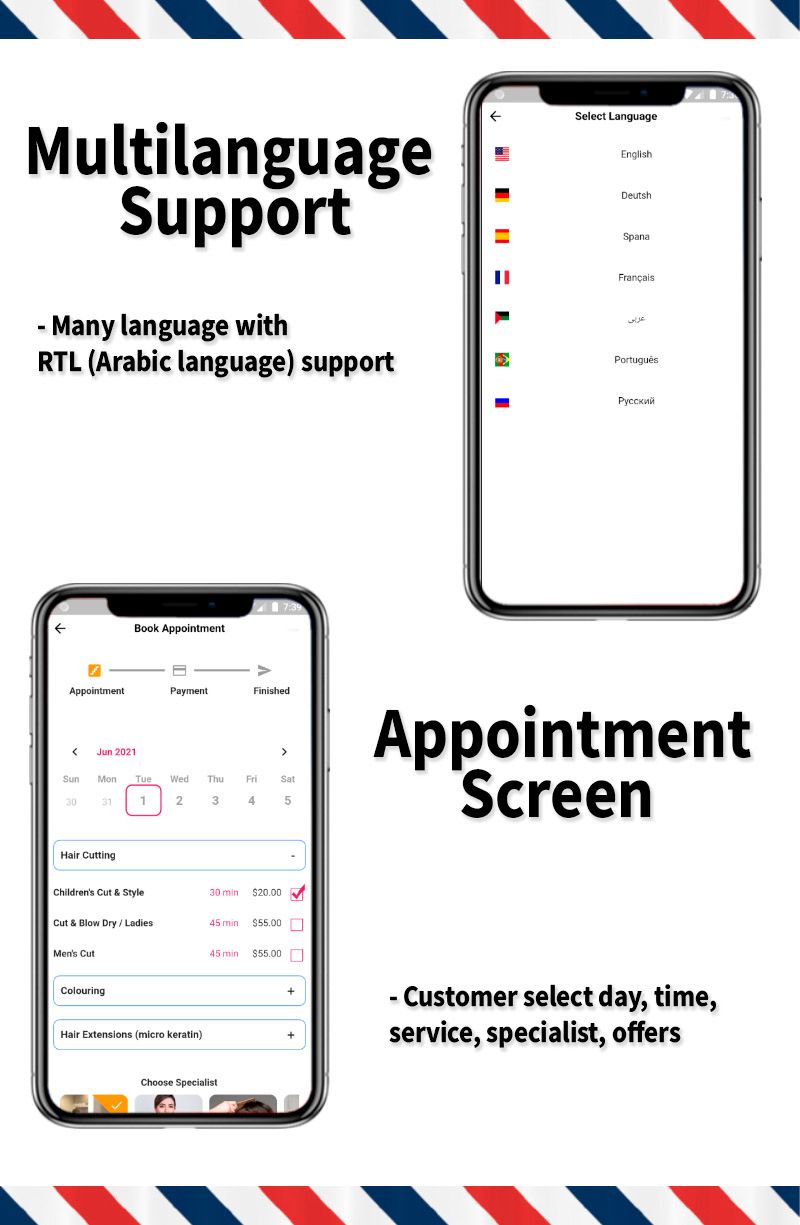 Single Barbershop, Salon Booking App - Full Flutter Application with Admin Panel (Android+iOS) - 6