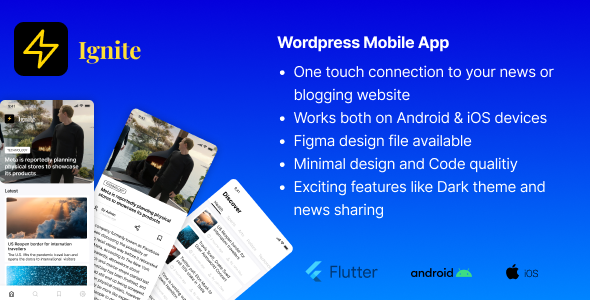 Ignite | Android and iOS mobile app for your wordpress website Flutter News &amp; Blogging Mobile App template