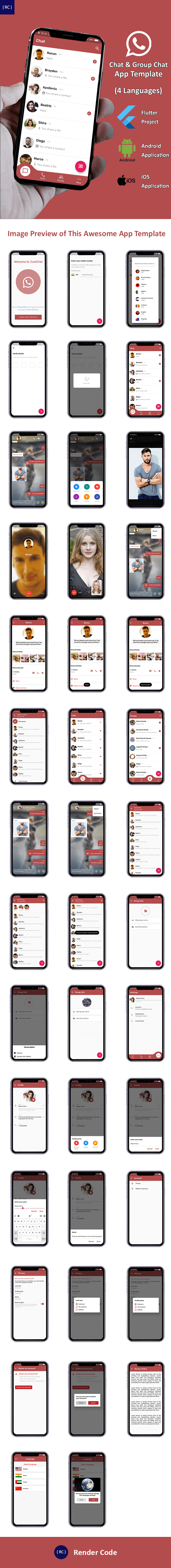 Chat & Group Chat App Template Flutter | Whatsapp Clone Flutter Template | Multi Language - 6