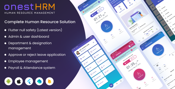 Onest HRM Human Resource Management System Flutter  Mobile App template