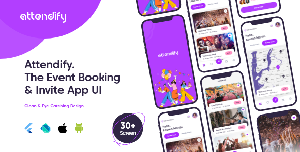 Attendify Event Flutter App UI - Android &amp; iOS Flutter Ecommerce Mobile App template