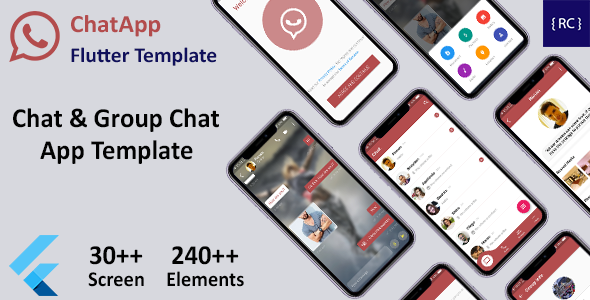 Chat &amp; Group Chat App Template Flutter 3 | Whatsapp Clone Flutter Template Flutter Chat &amp; Messaging Mobile App template