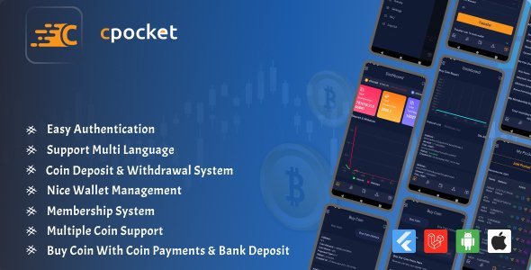 Cpocket – CryptoCurrency Wallet Flutter App Flutter Crypto &amp; Blockchain Mobile App template