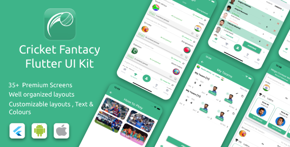 Cricket Fantasy Android App Template + iOS App Template | Flutter | Cricket Fantasy Game Dream11 Flutter Game Mobile App template