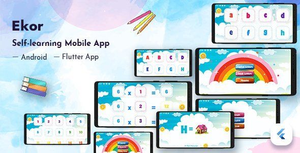 Ekor - Kids Self Learning Flutter App Flutter Books, Courses &amp; Learning Mobile App template