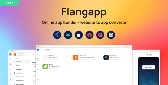 Flangapp - SAAS Online app builder from website Flutter Ecommerce Mobile App template
