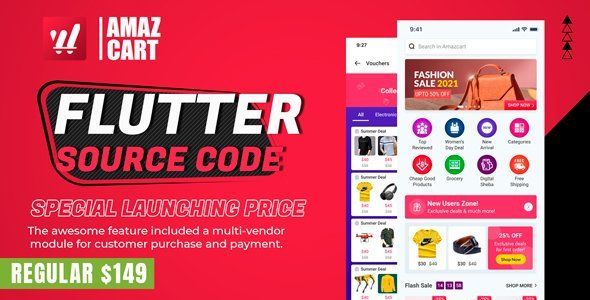Flutter AmazCart - Ecommerce Flutter Source code for Android and iOS Flutter Ecommerce Mobile App template